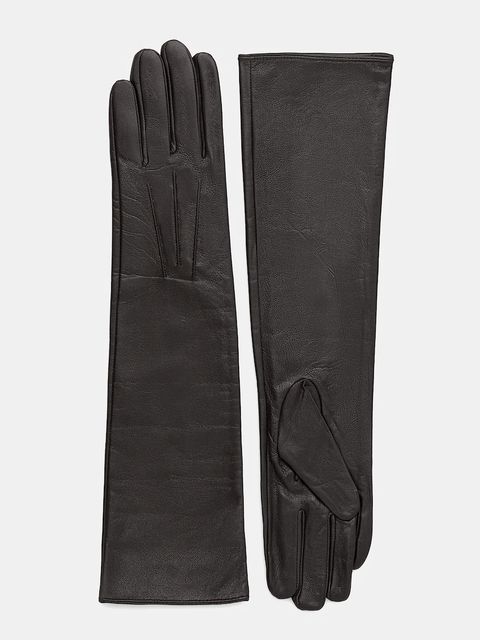 Answear.LAB rękawiczki skórzane damskie kolor brązowy