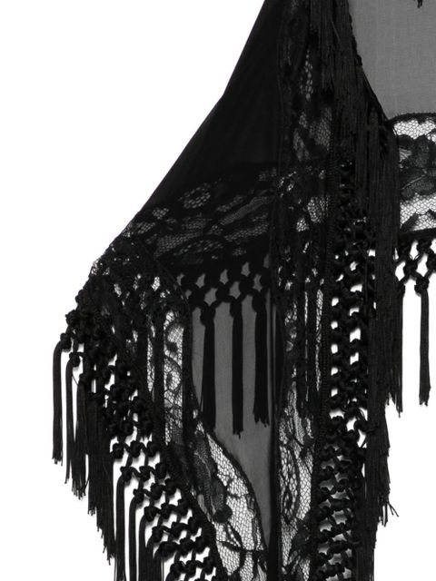 Blumarine lace-trimmed fringe scarf - Black - zdjęcie produktu nr 2