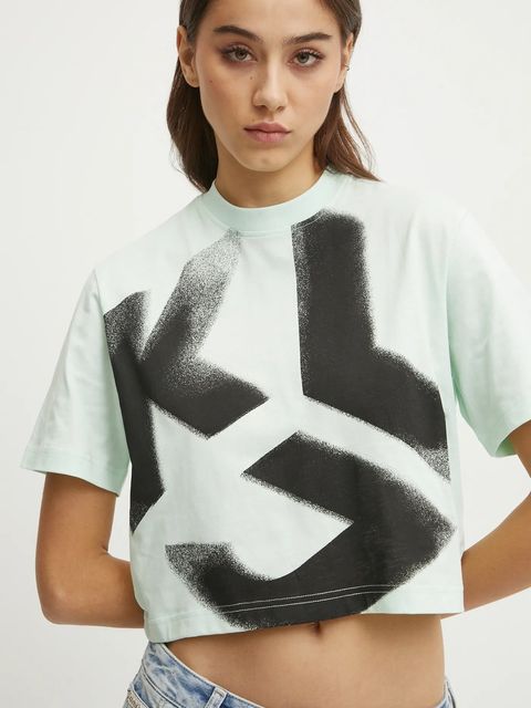Karl Lagerfeld Jeans t-shirt bawełniany damski kolor zielony A1W17033