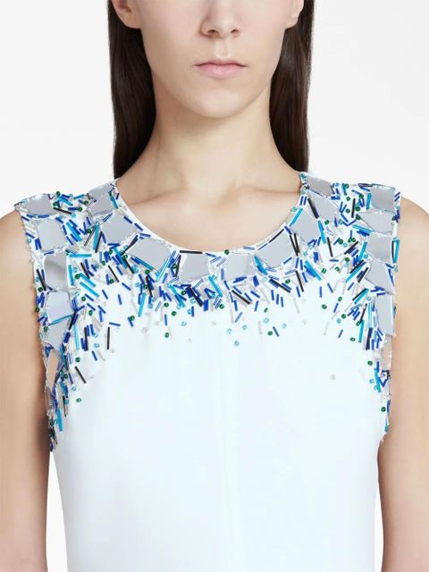 Marni embellished sleeveless midi dress - White
