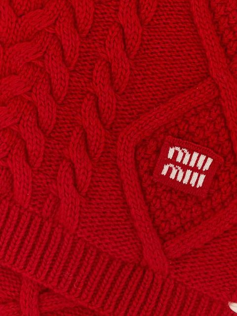 Miu Miu whipstitched cable-knit scarf - Red - zdjęcie produktu nr 2