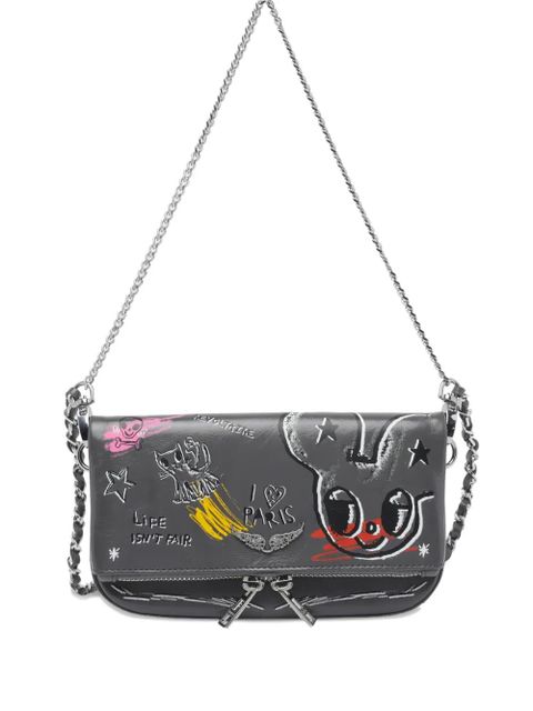 Zadig&Voltaire Nano Humberto patterned chain road rock cross body bag - Grey