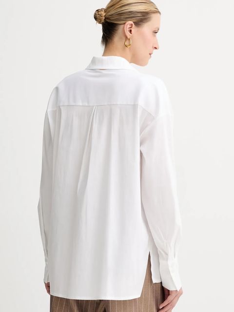 Fracomina koszula damska kolor biały relaxed z kołnierzykiem klasycznym FS25WT6007W52001