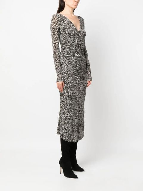 ISABEL MARANT Laly abstract-pattern midi dress - Black