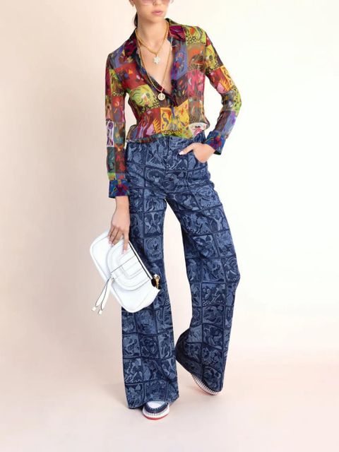 Chloé graphic-print semi-sheer shirt - Green