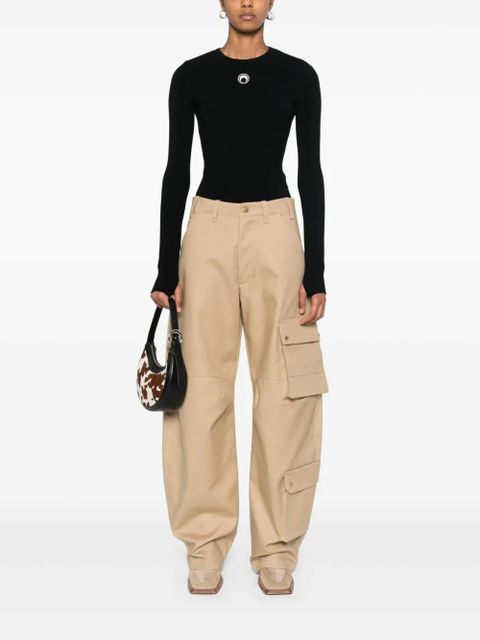 Marine Serre Crescent Moon-embroidered sweater - Black