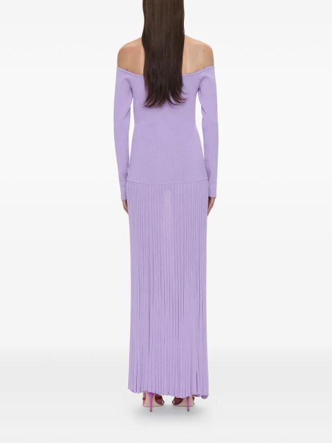 Christopher Esber Salacia pleated off-shoulder maxi dress - Purple