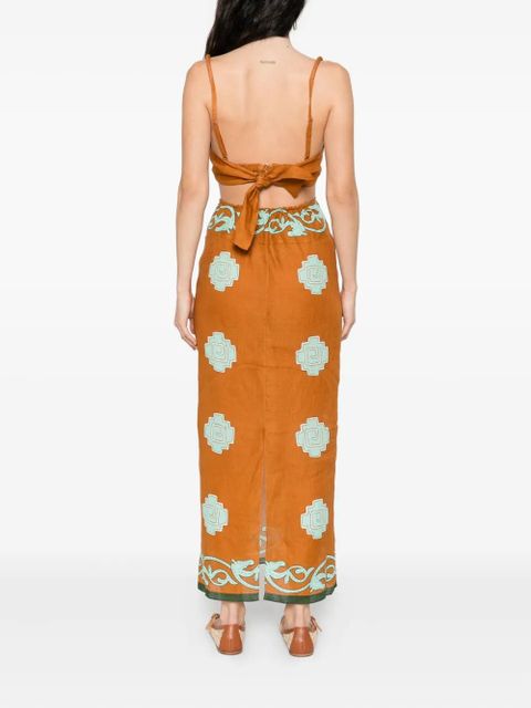 Johanna Ortiz Los Siete Mares midi dress - Brown