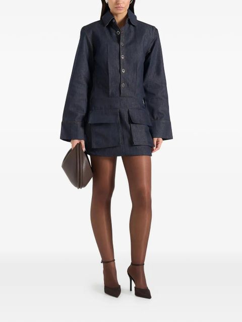 Manière De Voir Laure shoulder-pads denim mini dress - Blue - zdjęcie produktu nr 2