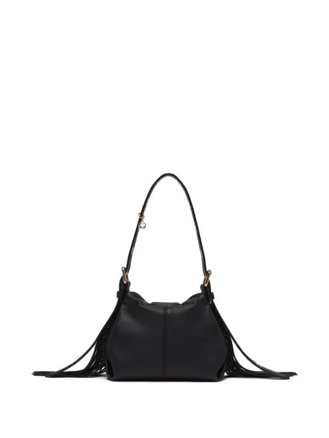 Maje mini Miss M fringe-trimmed leather shoulder bag - Black - zdjęcie produktu nr 2