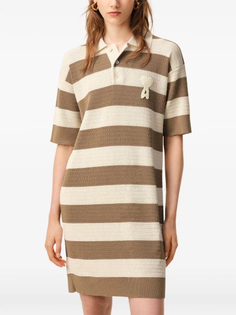 AMI Paris cotton polo dress Ami de Coeur patch - Neutrals