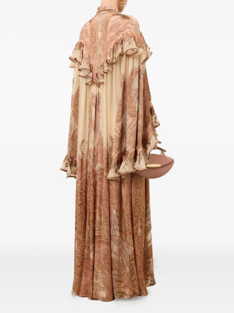 ZIMMERMANN Burnout ruffled paisley-print maxi dress - Neutrals