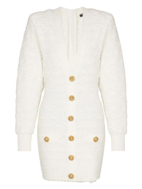 Balmain button-embellished tweed mini dress - White - zdjęcie produktu nr 1