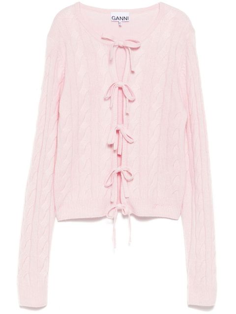 GANNI lace-up fastening cardigan - Pink