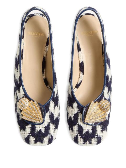 Valentino Garavani 60mm Adamantine houndstooth-patterned slingback-detailed pumps - White - zdjęcie produktu nr 2