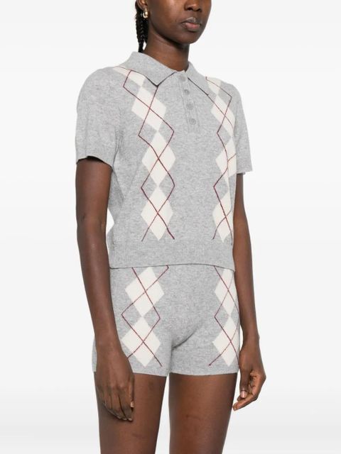 SANDRO argyle-pattern polo top - Grey