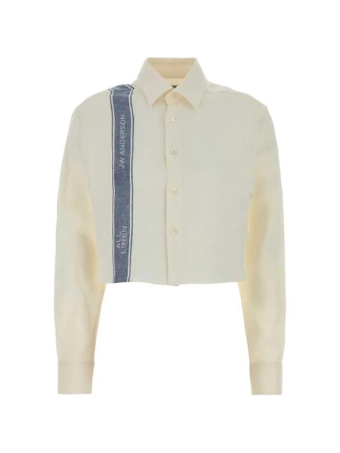JW Anderson cropped stripe-detail shirt - Neutrals - zdjęcie produktu nr 1