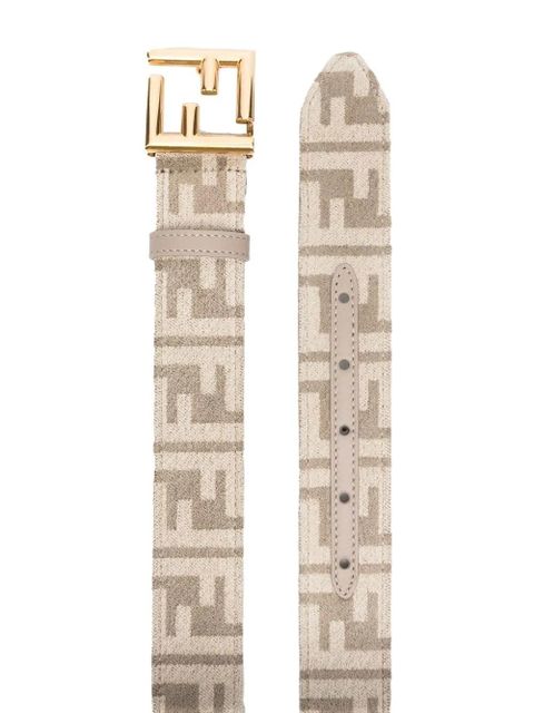 FENDI FF-monogram leather belt - Neutrals