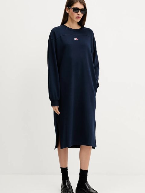 Tommy Jeans sukienka bawełniana kolor granatowy mini oversize DW0DW21484 - zdjęcie produktu nr 2
