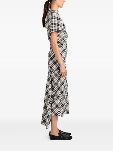 Proenza Schouler Hallie asymmetric-neckline plaid dress - Black
