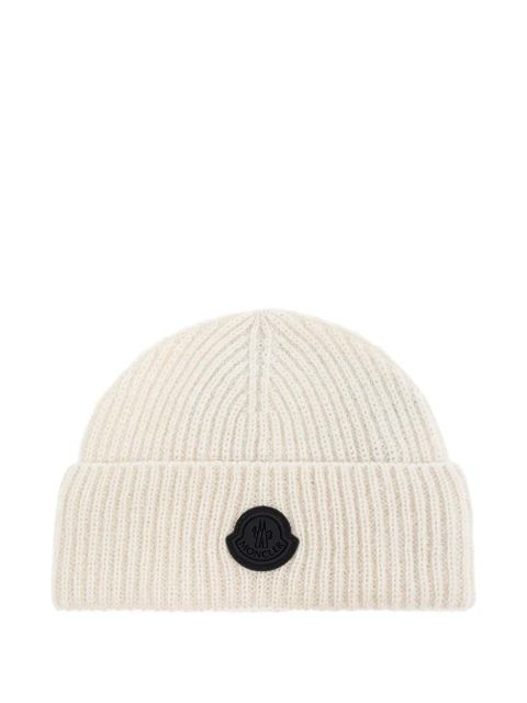 Moncler ribbed logo-patch beanie - White - zdjęcie produktu nr 2