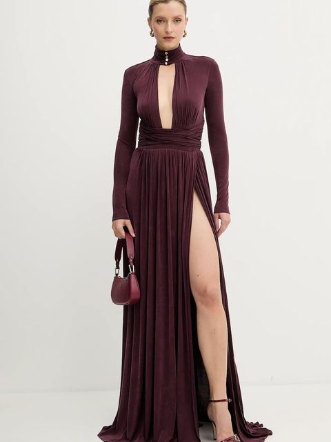 Elisabetta Franchi sukienka kolor bordowy maxi rozkloszowana ABR1656E2 - zdjęcie produktu nr 1