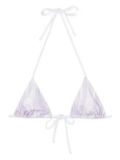 PUCCI Marmo-print triangle bikini top - White