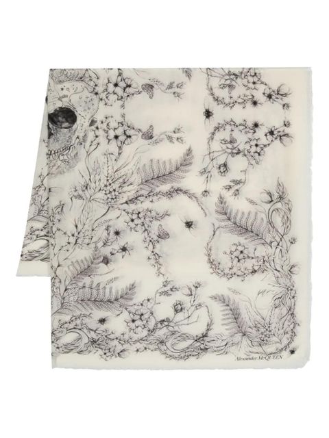 Alexander McQueen floral-print wool scarf - Neutrals - zdjęcie produktu nr 1
