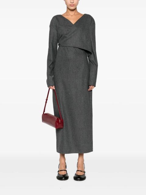 KHAITE cross-neck wrap dress - Grey