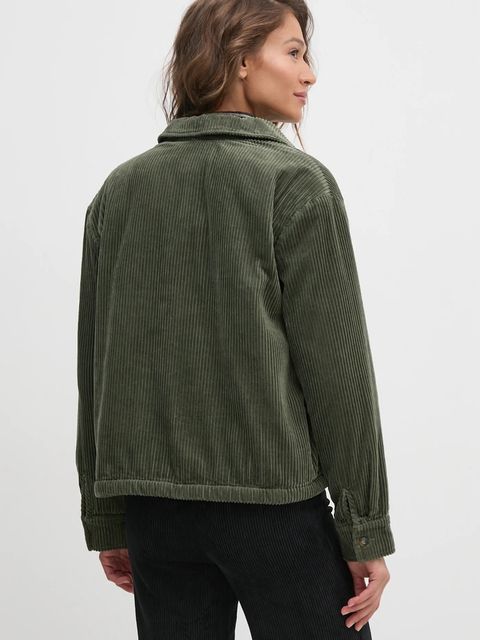 United Colors of Benetton kurtka sztruksowa kolor zielony przejściowa 2HKTDN06O