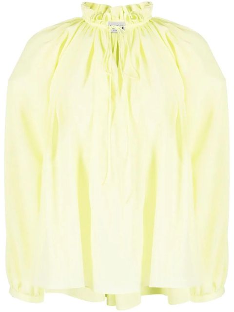 Lanvin pleated-neckline silk blouse - Green - zdjęcie produktu nr 1