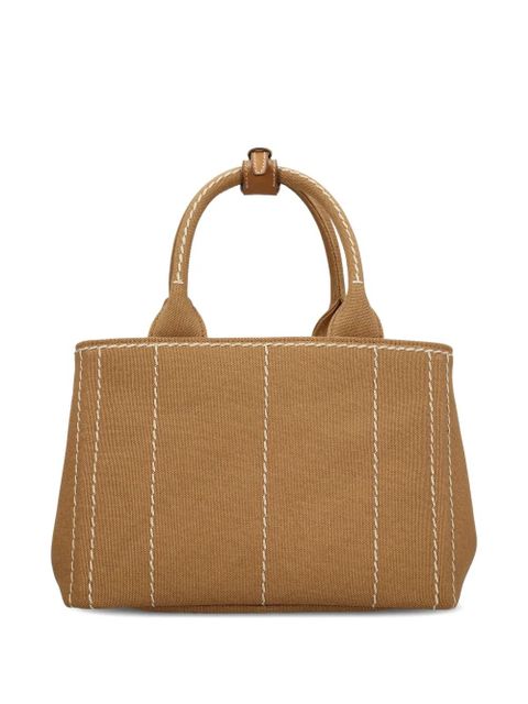 Prada small Jardinière logo-embossed cotton tote bag - Brown - zdjęcie produktu nr 2