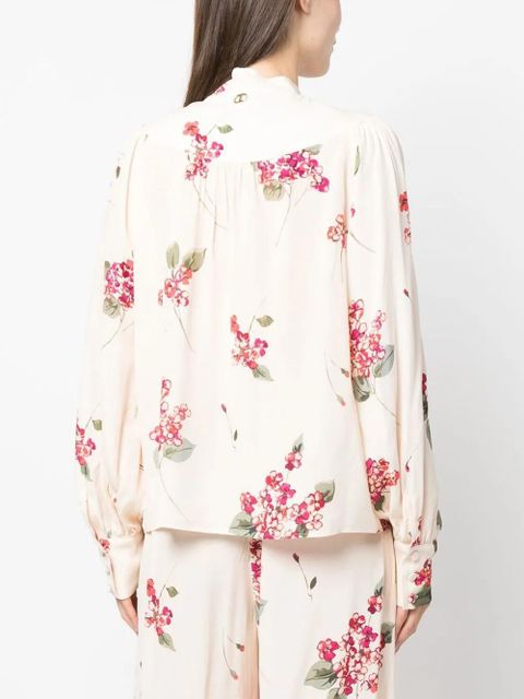TWINSET floral-print pussy-bow blouse - Neutrals