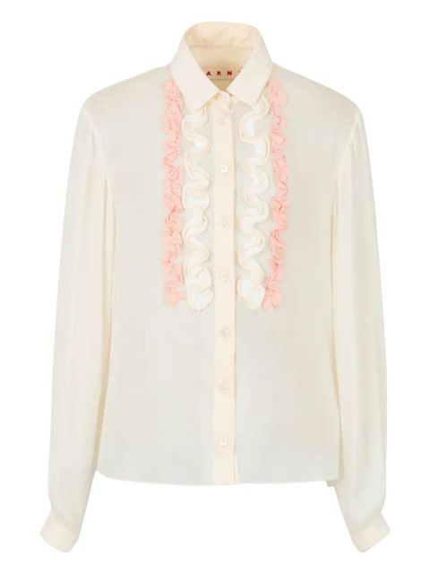 Marni ruffled long-sleeveS shirt - Neutrals - zdjęcie produktu nr 1