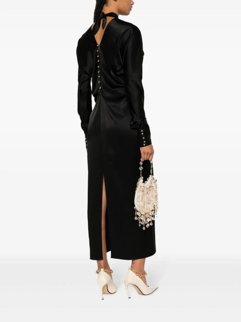 Lanvin satin draped midi dress - Black