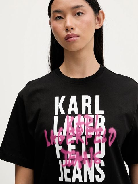 Karl Lagerfeld Jeans t-shirt bawełniany damski kolor czarny B1W17057 - zdjęcie produktu nr 2