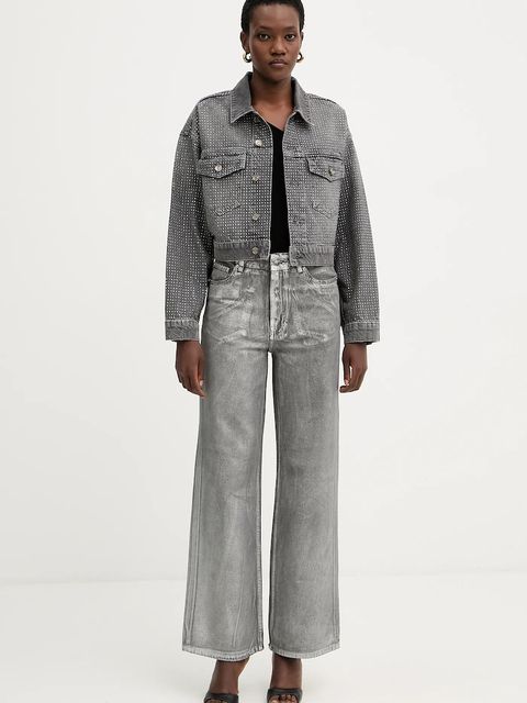 Liu Jo kurtka jeansowa kolor szary przejściowa oversize UF5088.D5020