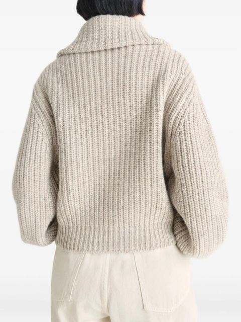 LEMAIRE ribbed high-neck zip cardigan - Neutrals