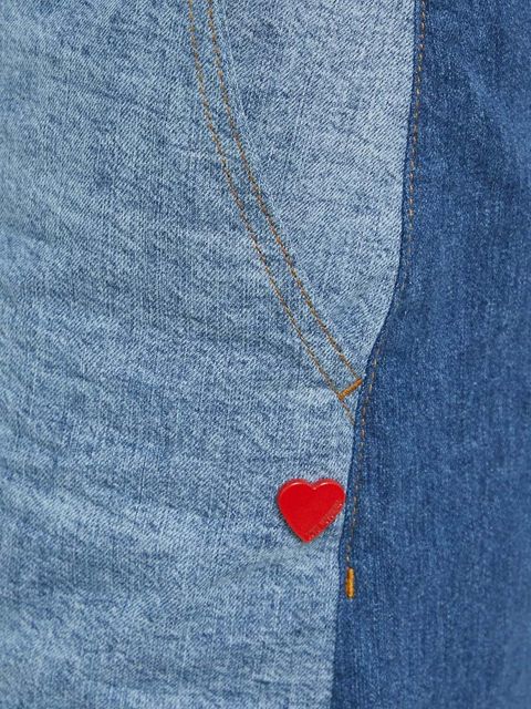 Love Moschino szorty jeansowe damskie kolor niebieski wzorzyste high waist