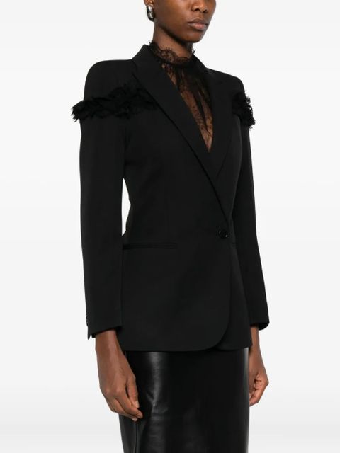 Alexander McQueen fringed-detail single-breasted blazer - Black