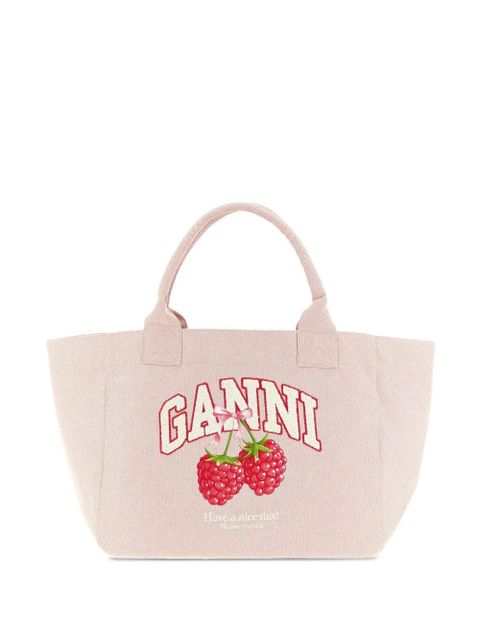 GANNI embroidered-raspberry tote bag - Pink - zdjęcie produktu nr 1
