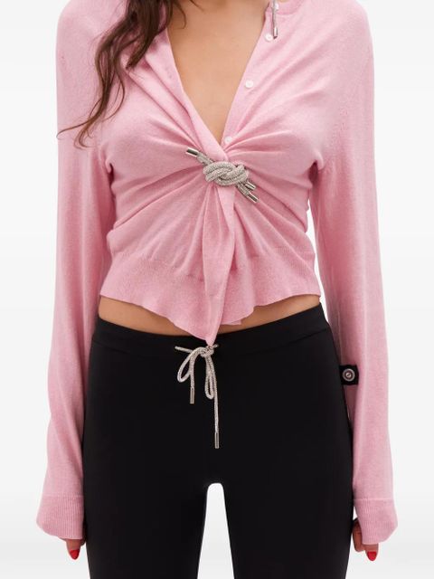 AREA crystal-knot cardigan - Pink