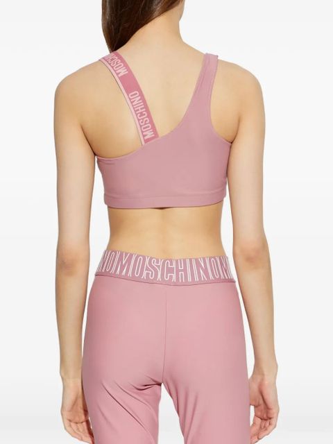 Moschino asymmetric logo-strap top - Pink