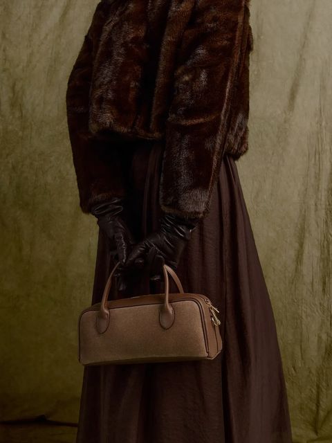 Answear.LAB torebka zamszowa kolor beżowy - zdjęcie produktu nr 1