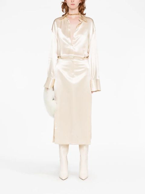 The Attico Charla satin shirtdress - Neutrals - zdjęcie produktu nr 2