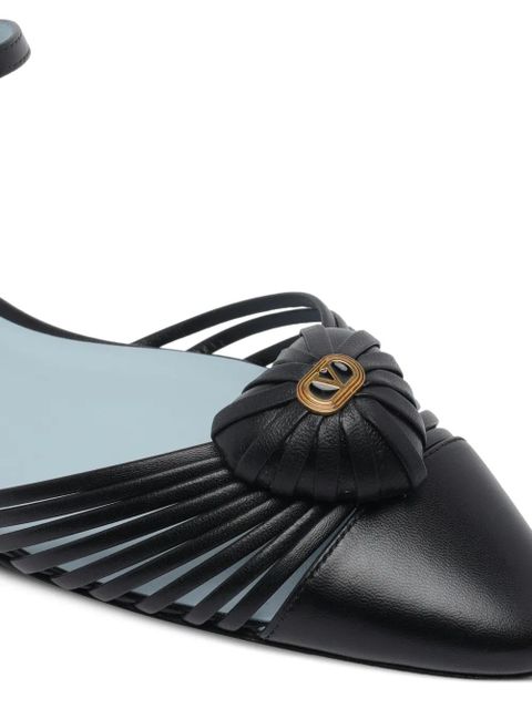 Valentino Garavani pointed-toe leather ballet flats - Black