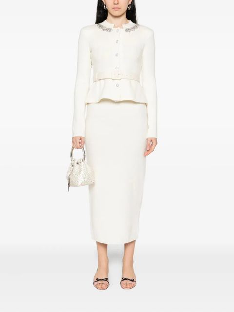 Self-Portrait embellished belted dress - White