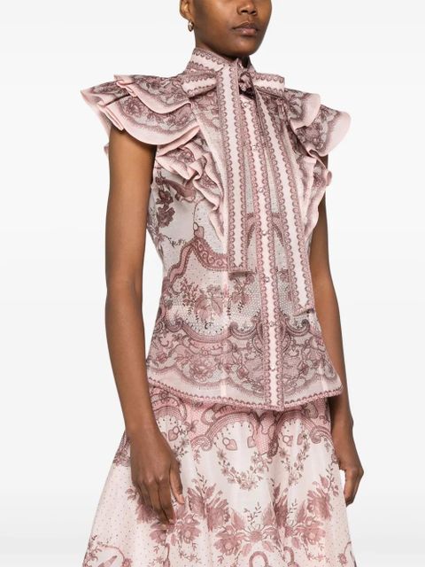 ZIMMERMANN Crush frilled blouse - Pink