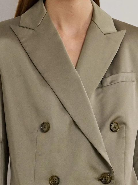 Lauren Ralph Lauren marynarka kolor brązowy dwurzędowa gładka 200963667