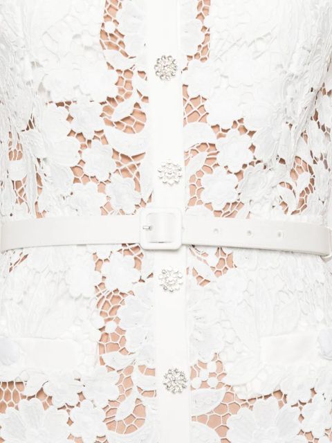 Self-Portrait lace collared midi dress - White